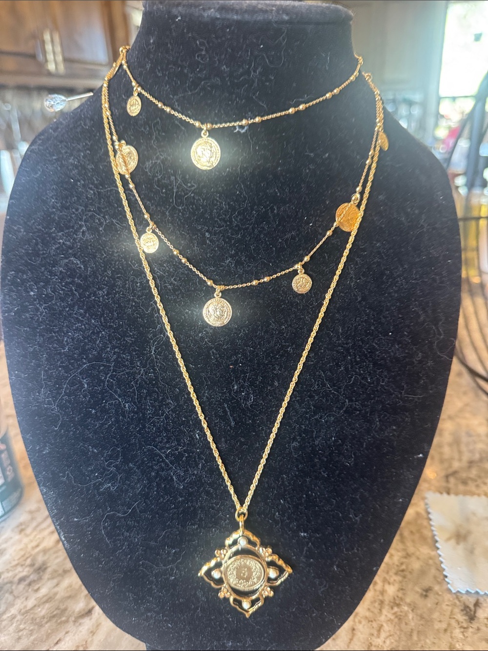 Multi-Layer Gold Coin Pendant Necklace for Women